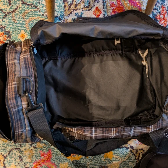Retro Dakine 51L EQ Bag. Brown Plaid Duffle Bag - Picture 4 of 6